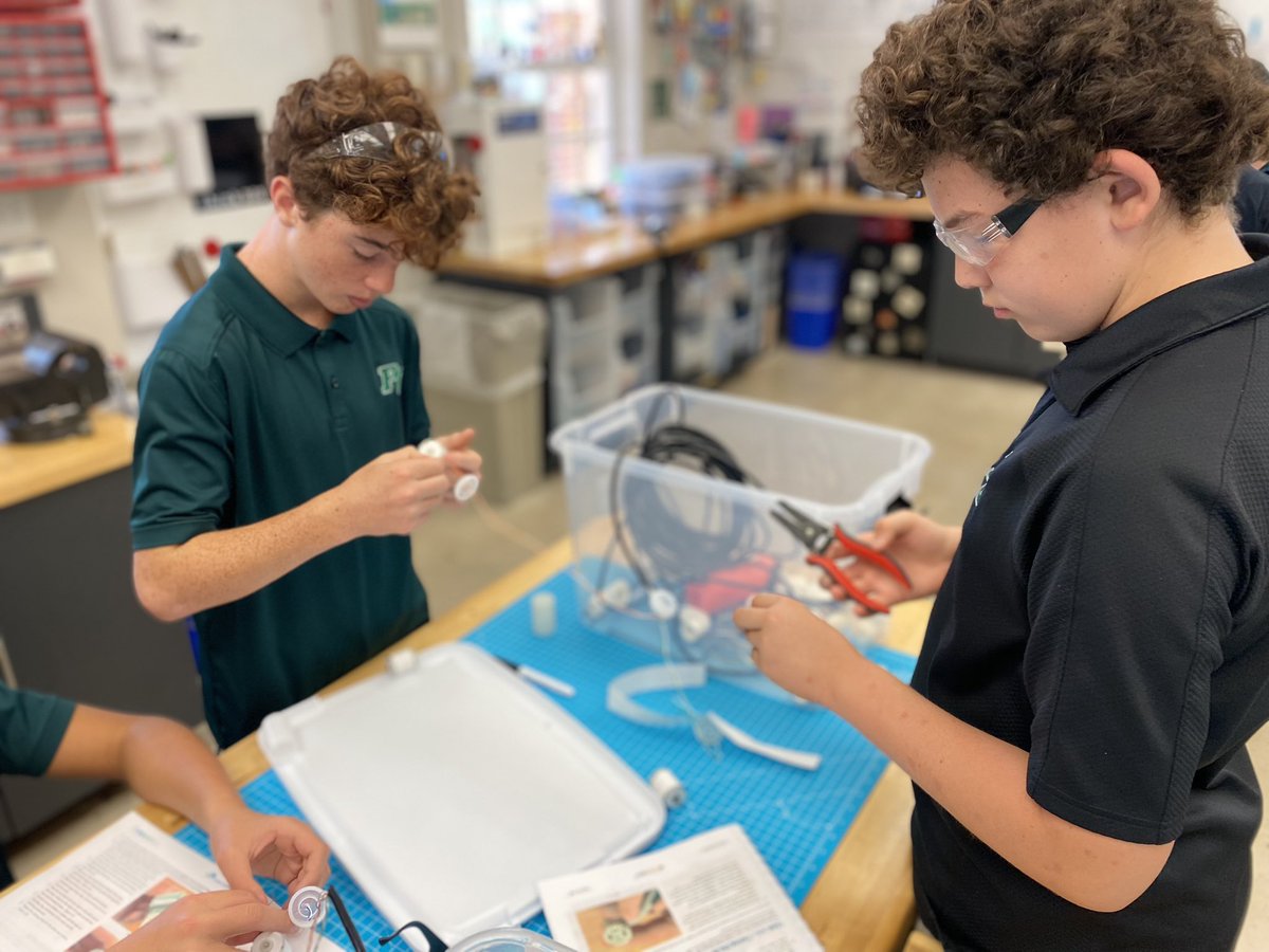 PineCrestSTEM's tweet photo. #PCGrade7’s @seaperch ROV-building day 2! Engineers are working hard at soldering connections for the remote control component in their #PCEarthScience 🪛 #PCDeeperLearning https://t.co/xQ0iTPrYuV