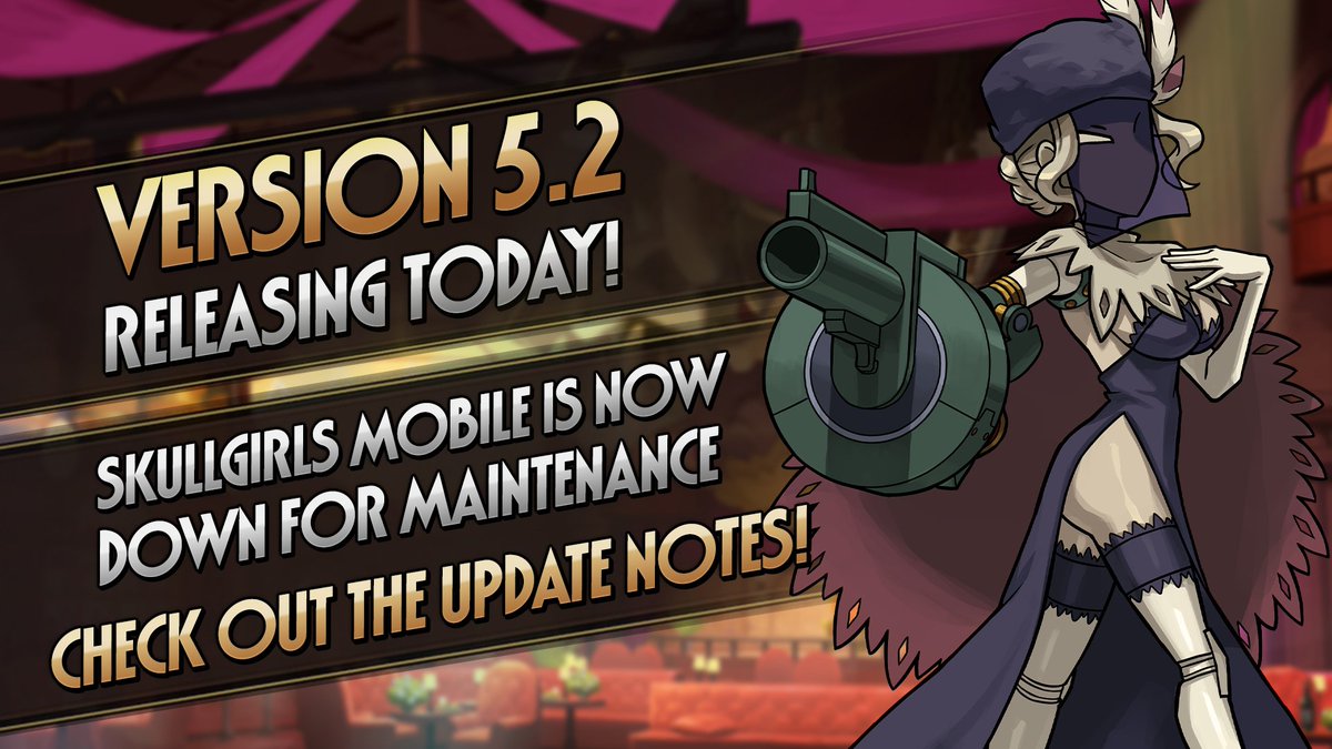 sgmobile's tweet photo. 5.2 is arriving TODAY! We are now down for Maintenance, which should last 6 hours. 

While you get ready for Black Dahlia's arrival, check out the details of everything included in 5.2 in the full Update Notes: 

https://t.co/4ckqR6Uvso https://t.co/EFViWD3Ygc