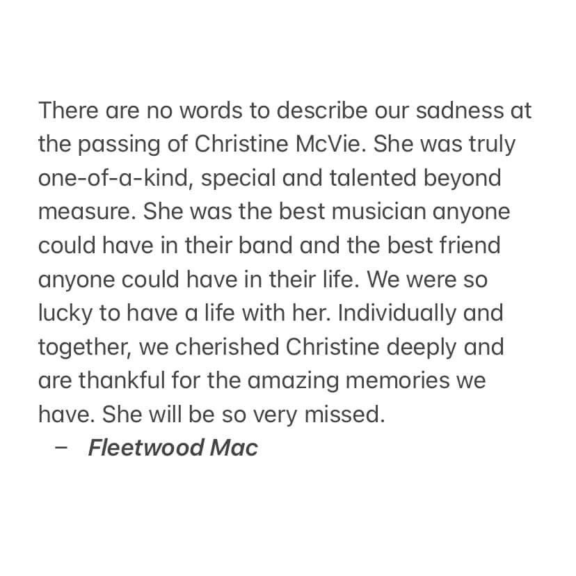 Rest in Peace Christine McVie 🕊🎹