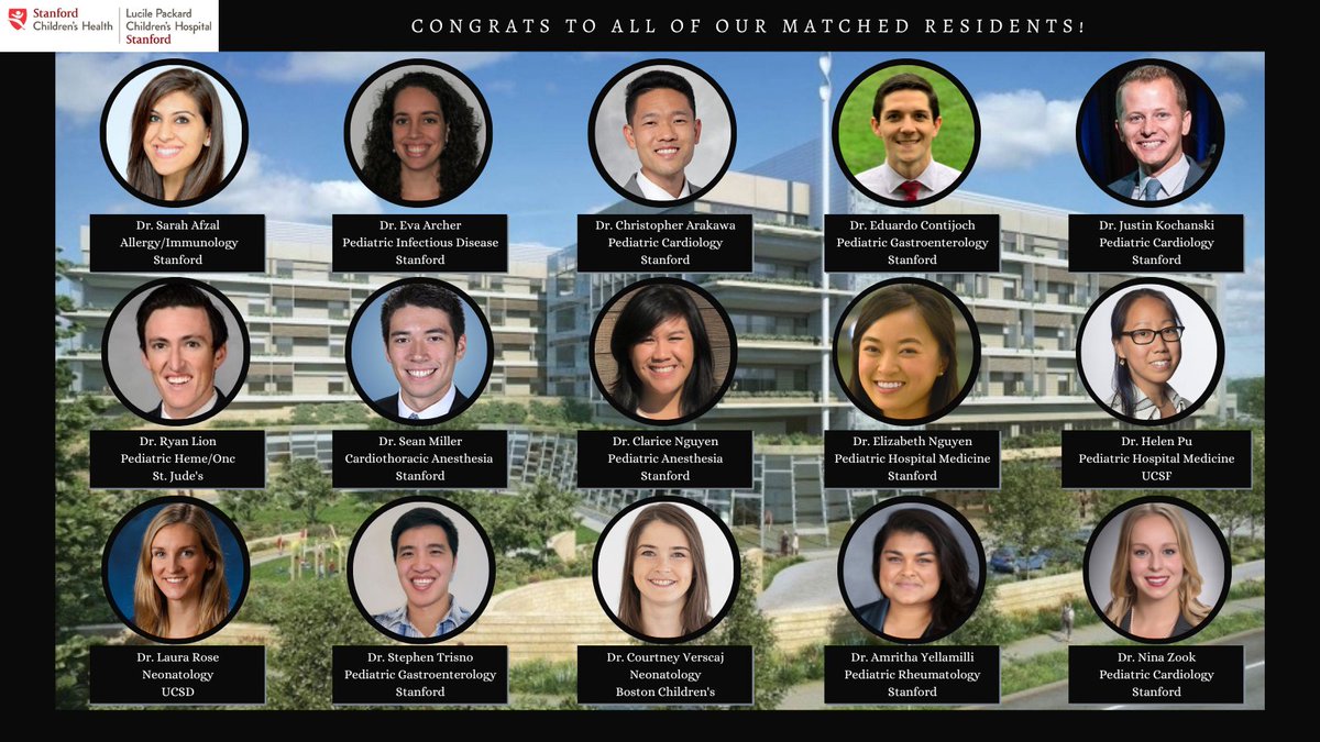 Stanford Pediatrics Residency Program (@stanfordpedsres) on Twitter photo We are so proud of our <a href="/StanfordPeds/">Stanford Pediatrics</a> residents on their fellowship #MatchDay2022! We know they will go on to do incredible things. We are so proud of our <a href="/StanfordPeds/">Stanford Pediatrics</a> residents on their fellowship #MatchDay2022! We know they will go on to do incredible things.