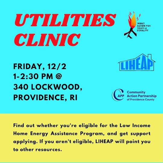 This Friday! Aprenda cómo solicitar el Programa de Asistencia de Calefacción para Personas de Bajos Ingresos (LIHEAP). Este viernes (2 de diciembre) de 1-2:30 p. m. en DARE (340 Lockwood Street, Providencia). @darepvd