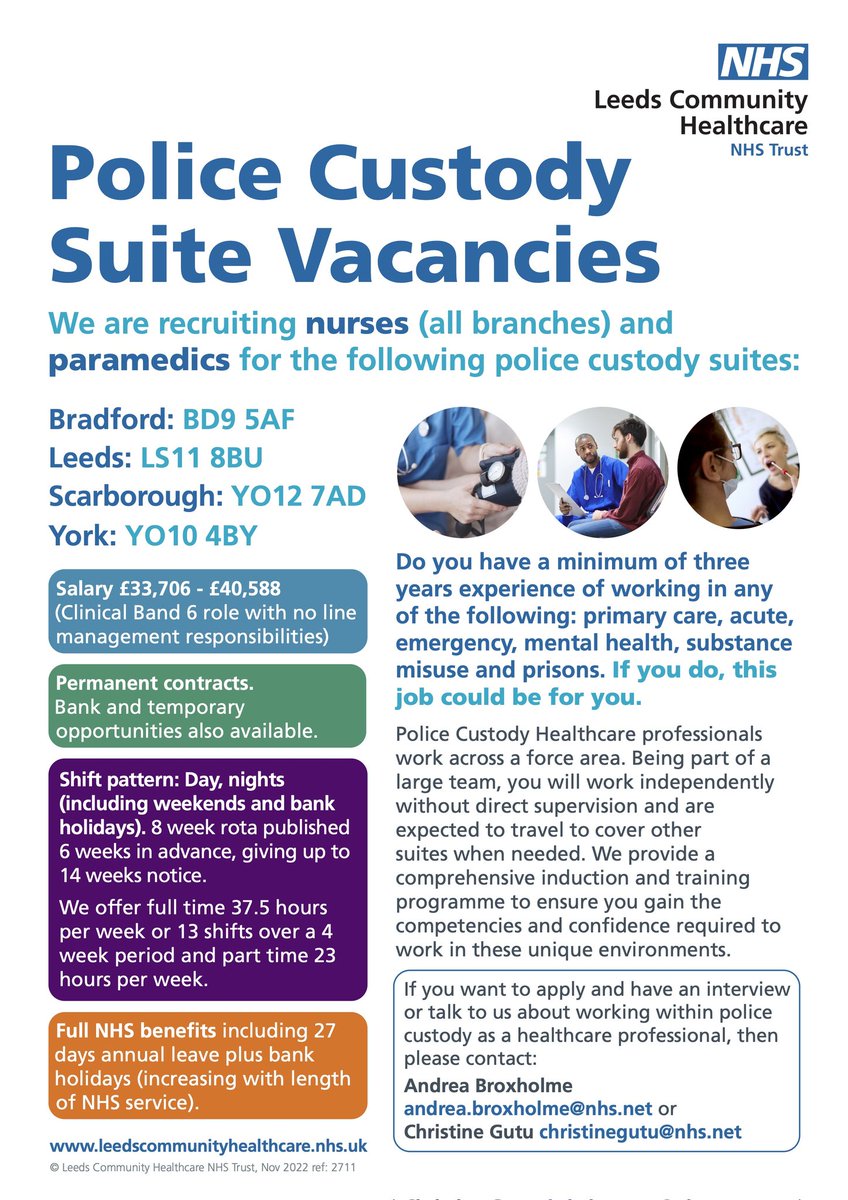 Gail Fort (@gailfort1) on Twitter photo Are you nurse or paramedic looking for a change in career? We have health care professional BD6 jobs in the following police custody suites: #Bradford #Scarborough #Leeds & #York Come and join us <a href="/LCHNHSTrust/">LCH NHS Trust</a> if you want to work with vulnerable people and be part of a great team. Are you nurse or paramedic looking for a change in career? We have health care professional BD6 jobs in the following police custody suites: #Bradford #Scarborough #Leeds & #York Come and join us <a href="/LCHNHSTrust/">LCH NHS Trust</a> if you want to work with vulnerable people and be part of a great team.