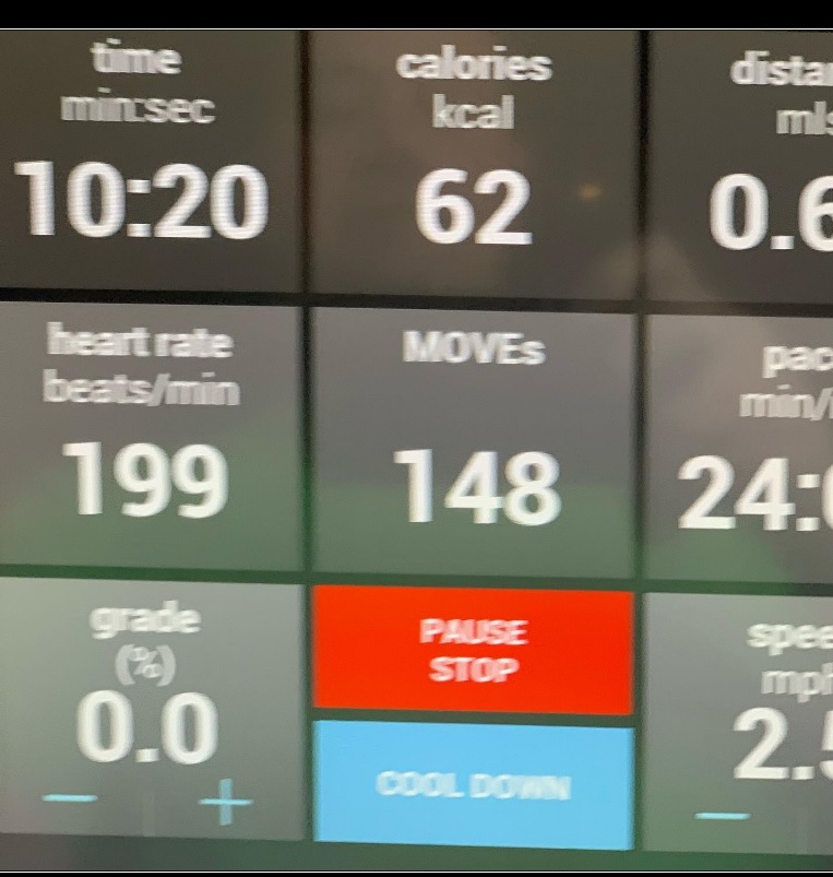 DTMelodicMetal's tweet photo. Feels unbelievable pushing myself with cardio like this.  185 BPM on walking incline warmup, 202 max on 30 second sprints.  Haven't been able to do this since my mid-20s and I'm just getting started 😀 https://t.co/KHg8f7XYdg