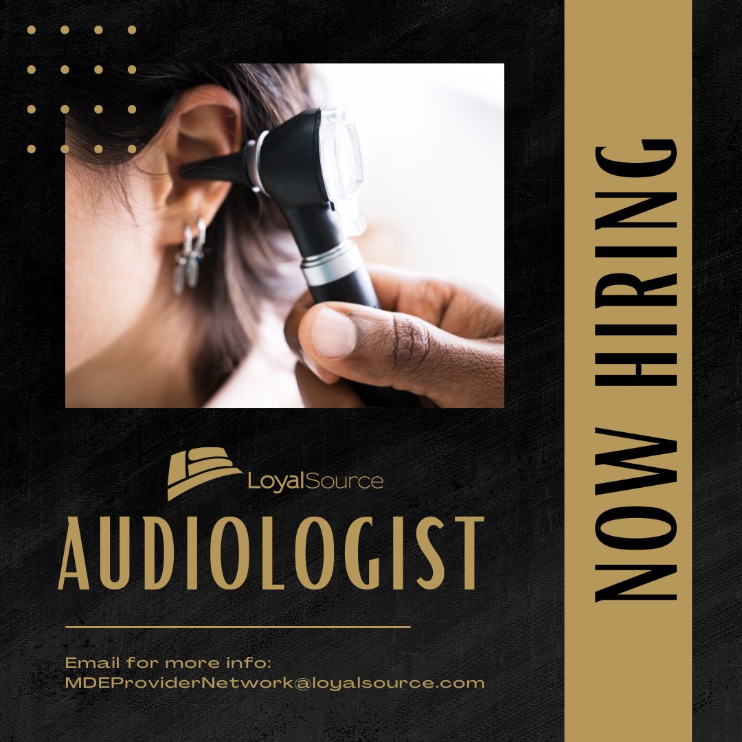 LoyalSourceGS's tweet photo. Loyal Source is seeking Audiologist to work at our MDE Clinics across the West Coast.
If you are an audiologist looking to make a difference please consider working with Loyal Source.
To apply visit: https://t.co/KUsOKIbEnd
#Loyalsource #LSGS #MDEclinics #Loyalsourcemde https://t.co/yZPRgNcQBz