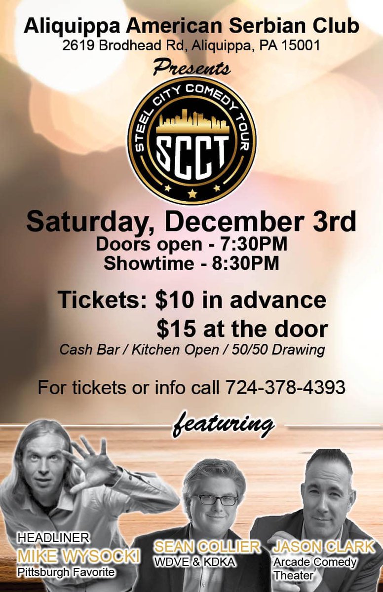 seancollierpgh's tweet image. This Saturday dahn (up?) Aliquippa! Great Steel City Comedy Tour show with @ItsMikeWysocki and @jmclark8!