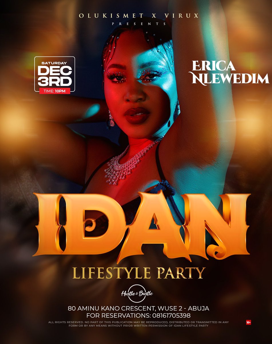 Hi guys! I’ll be in Abuja this weekend for the Idan lifestyle party at @hustleandbustle this Saturday 3rd December so see you!
 @Olukismet & @Viruxtainment