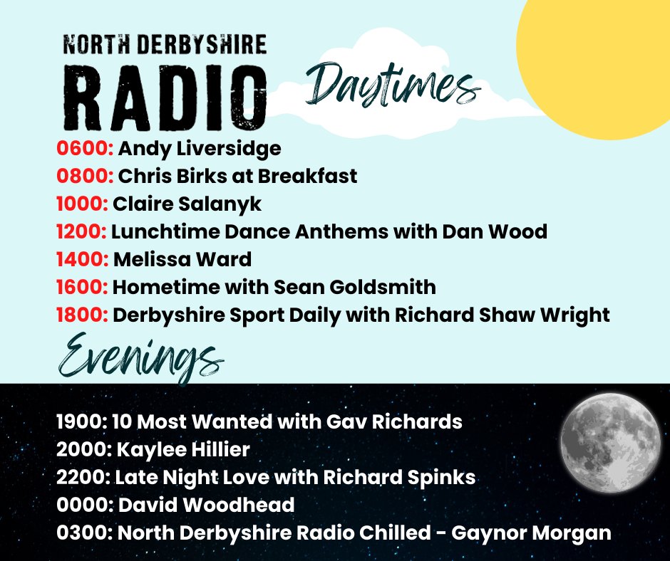 Happy Thursday!
@AndyLiversRadio <a href="/chrisbirks/">Chris Birks</a> <a href="/CSalanyk/">Claire Salanyk</a> <a href="/danwood_uk/">Dan Wood</a> <a href="/missy6492/">Melissa Ward</a> @radiogoldsmith <a href="/NDR_Sport/">North Derbyshire Radio Sport</a> <a href="/thersw/">Richard Shaw-Wright #IAmAnIdiot</a> <a href="/mostwantedshow/">10 Most Wanted</a> <a href="/kayleehillier/">Kaylee Hillier</a> <a href="/RichardSpinksy/">Richard Spinks</a> <a href="/GaynorMorgan/">Gaynor Morgan</a>