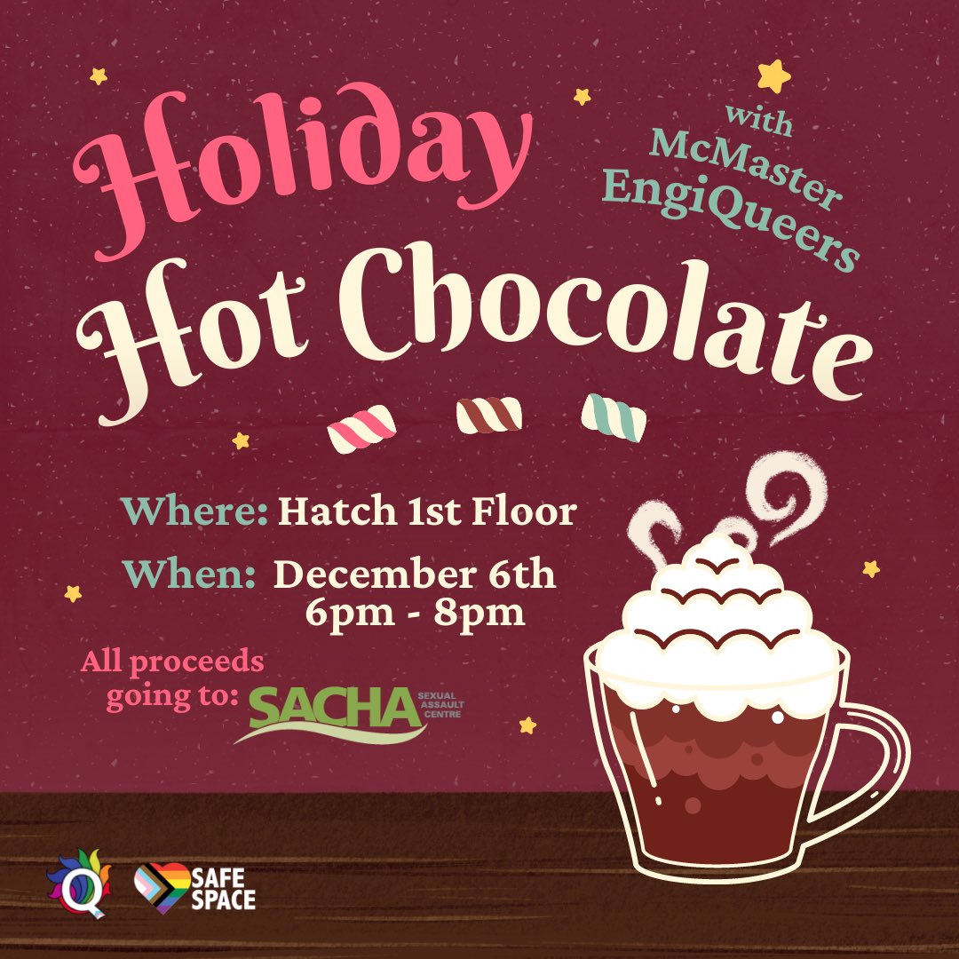 Our annual Holiday Hot Chocolate charity sale is back! Come to the Hatch lobby on Tuesday, December 6th from 6pm to 8pm to grab a cup of hot chocolate from us for any price you can give. All collected proceeds will be going to @SACHAhamont