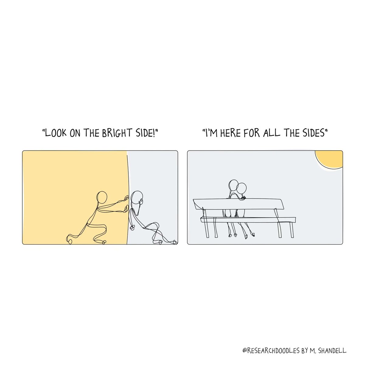 WScottCochrane's tweet photo. RT @AdamMGrant: In hard times, people don't want to be told to look on the bright side. They want to know you're on their side.

Even if you can't help them feel better, you can always help them feel seen.

The best way to support others is not to cheer them up. It's to show up. https://t.co/njASfmNQK5