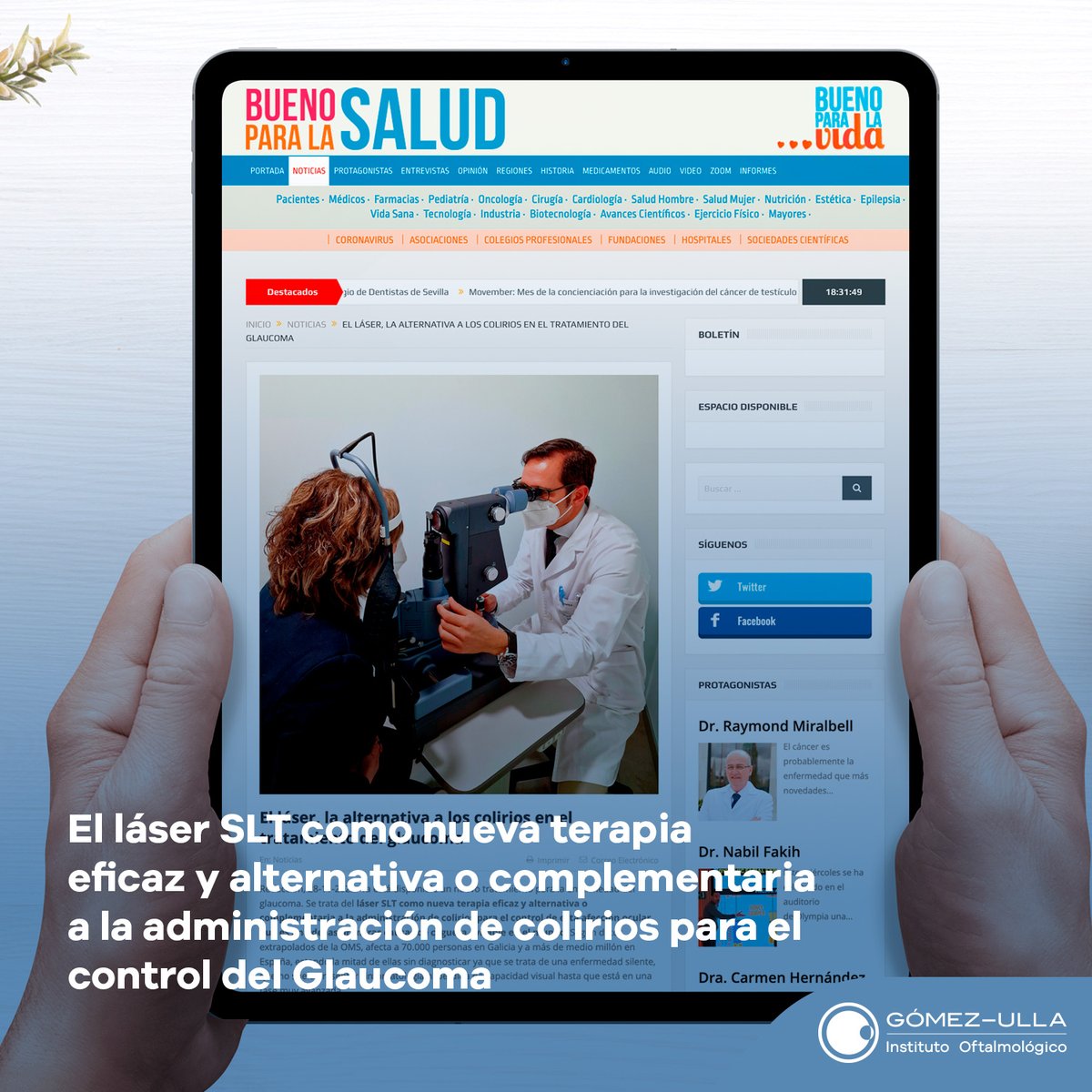 iogomezulla's tweet photo. Los portales @ImOpticas y @BuenoParaSalud se hacen eco de la incorporación por parte el IOG de la última tecnología en el tratamiento del #Glaucoma, el #láserSLT como nueva terapia eficaz y alternativa o complementaria a la administración de #colirios👇
https://t.co/pB69m4BTNZ https://t.co/KTpiJMLBl5