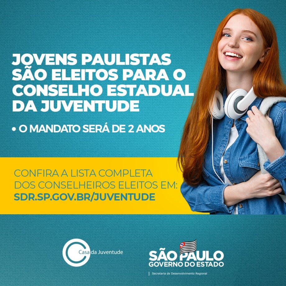 sp_regional's tweet photo. Governo do Estado anuncia jovens eleitos para o Conselho Estadual da Juventude

Dez jovens ocuparão cadeira cativa no órgão, e outros sete, a posição de suplentes. O mandato é de dois anos.

Leia mais! https://t.co/OGFAjz6Rx2 https://t.co/YjyKdJYKFg