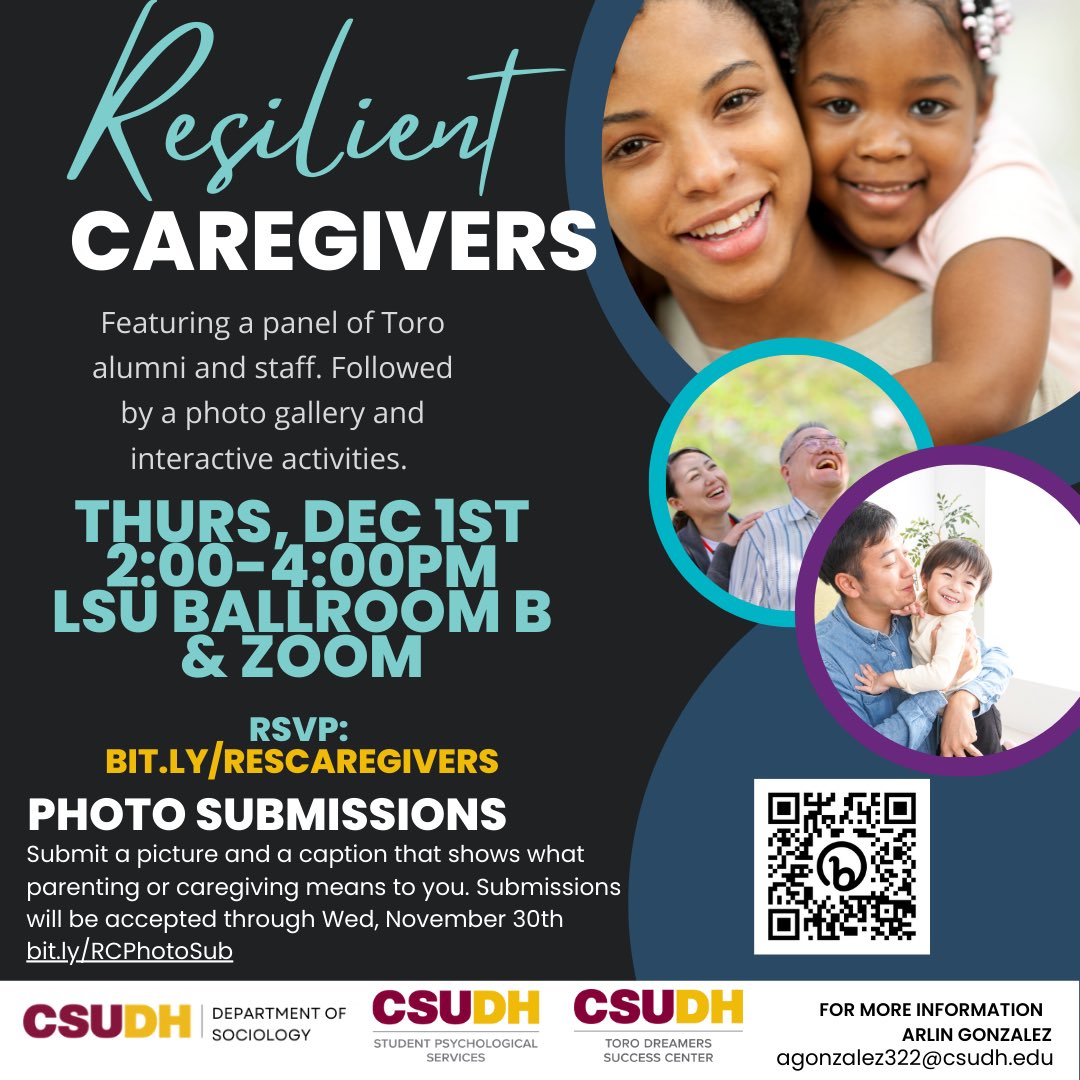csudh_tdsc's tweet photo. Join us Thursday, Dec 1st from 2-4pm for our Resilient Caregivers event! Submit a picture for our photo gallery. RSVP here: https://t.co/ZJhFNZDlNj https://t.co/Prp5o0AsJd