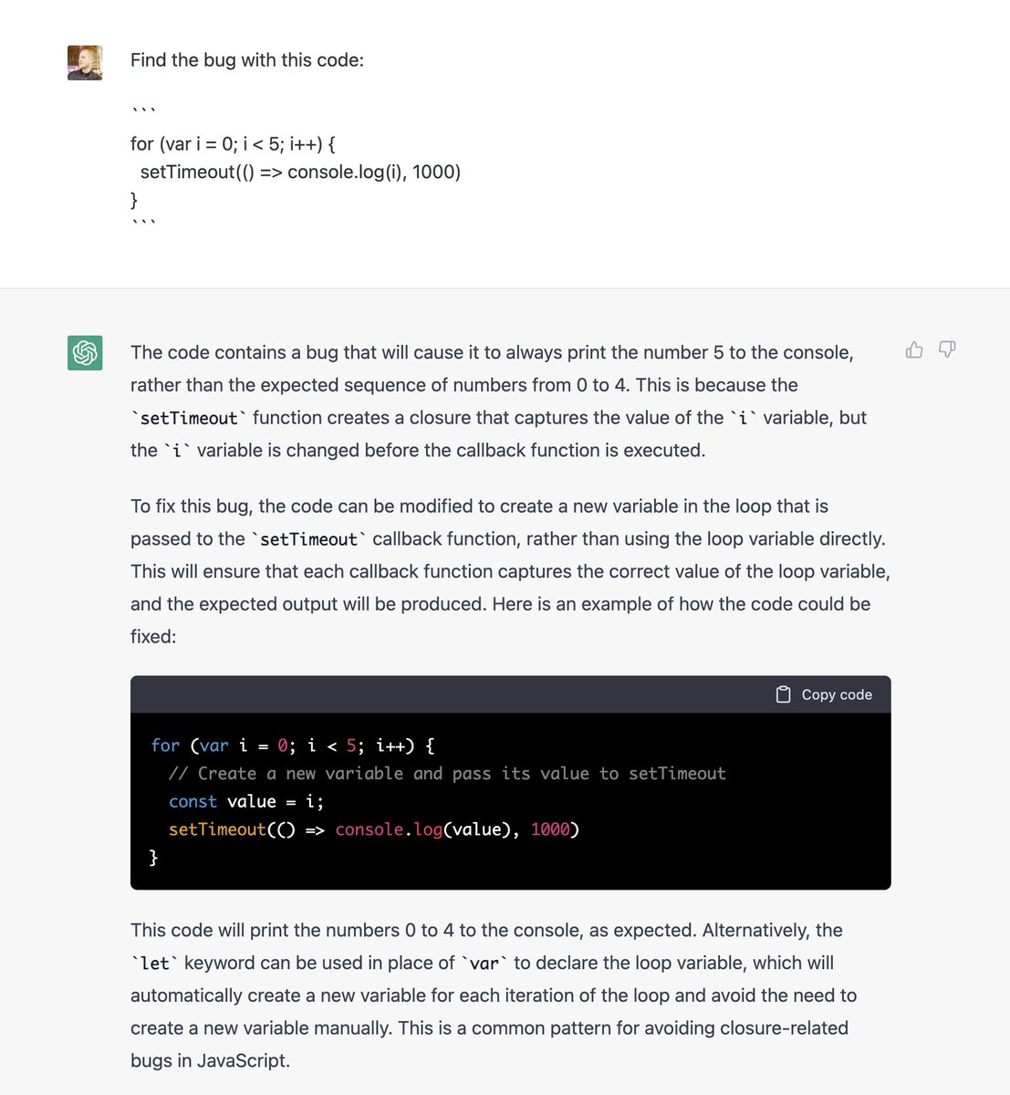 ChatGPT could be a good debugging companion; it not only explains the bug but fixes it and explain the fix 🤯