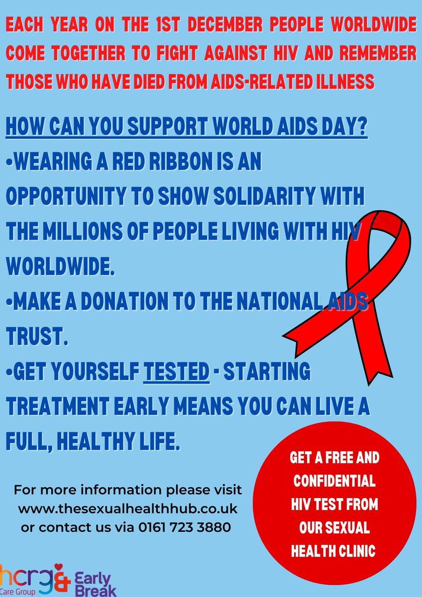 EarlyBreakUK's tweet photo. Raising awareness of World AIDS Day in partnership with @HCRG_SHOT 
#rocktheribbon and stand alongside people living with HIV #sexualhealth #integratedservice https://t.co/S2DmVldNI7