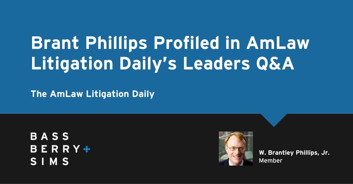 #Litigation attorney Brant Phillips discussed his career and perspective on the litigation space for the Litigation Leaders Q&amp;A series published by The AmLaw Litigation Daily. Read more: bit.ly/3FcwZMq