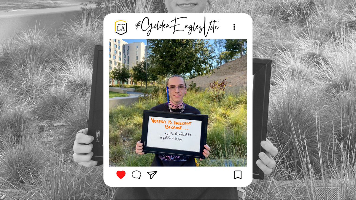 PBI's tweet photo. Housing student at @CalStateLA: Voting is important because my life should not be a political issue. #IVoted in the #2022GeneralElection.

#GoldenEaglesVote https://t.co/UXJiW4bVWg