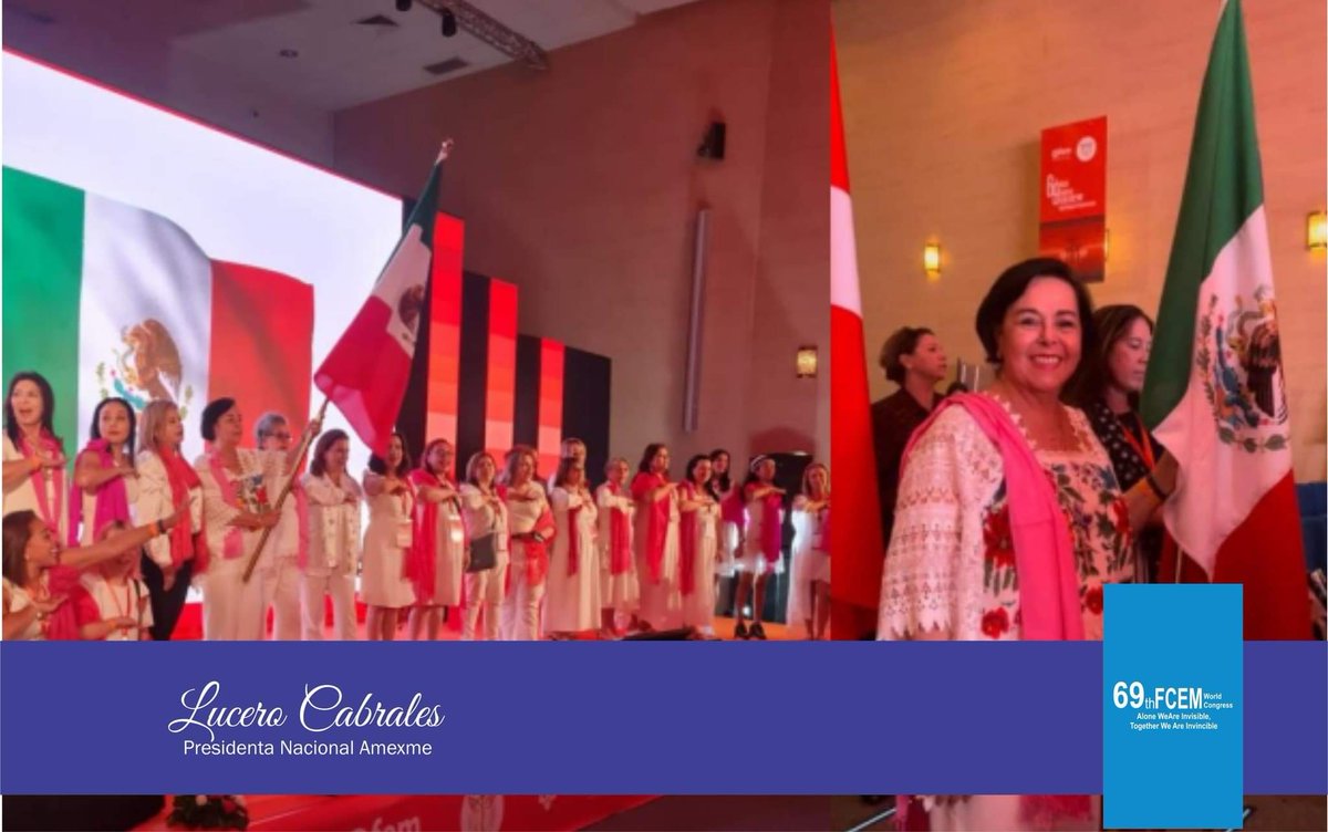 LuceroCabrales's tweet photo. Como Presidenta Nacional #AMEXME, tuve el orgullo de participar como abanderada en el "Desfile de Banderas" en el 69°CONGRESO #FCEM, en Marrakechal. Al lado de las Asociadas Amexme que estuvieron presentes junto conmigo representando a México
¡Gracias!
#FCEM
#SoyYSomosAMEXME https://t.co/vAA6axVpgN