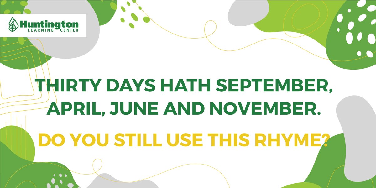 tutorhuntington's tweet image. This rhyme was designed to help kids remember the months that only have 30 days in them. 📅 Do you still use it?

#childrenslearning #education #studytips #memorizationtips #HuntingtonHelps