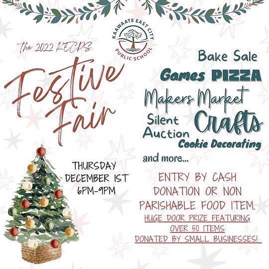 We're excited to let you know that we’ll have a booth set up with a bunch of our dad's art tomorrow night at the 2022 Kaawaate <a href="/EastCitySchool/">Kaawaate East City Public School</a> Festive Fair!

• Maker Market
• food
• games
• crafts
• bake sale
• +++

🗓️ Thurs, Dec 1
⏰ 6-9pm
📍 250 <a href="/HunterStPtbo/">Hunter Street</a> E!