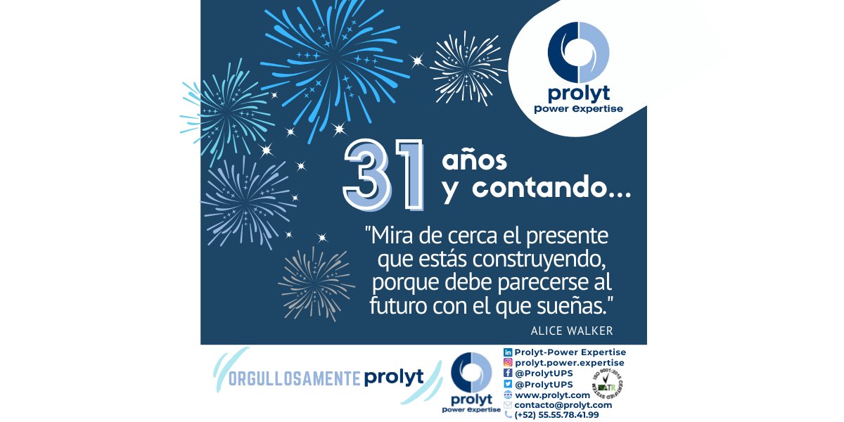ProlytContigo's tweet photo. ¡Hoy festejamos 31 años! En este tiempo hemos logrado que los clientes de los integradores de equipamiento tecnológico que confían en nosotros gocen de la tranquilidad de contar con una continuidad de operación que les permita dedicarse a lo que saben hacer y por lo que ganan $. https://t.co/4x2kFTQkIm