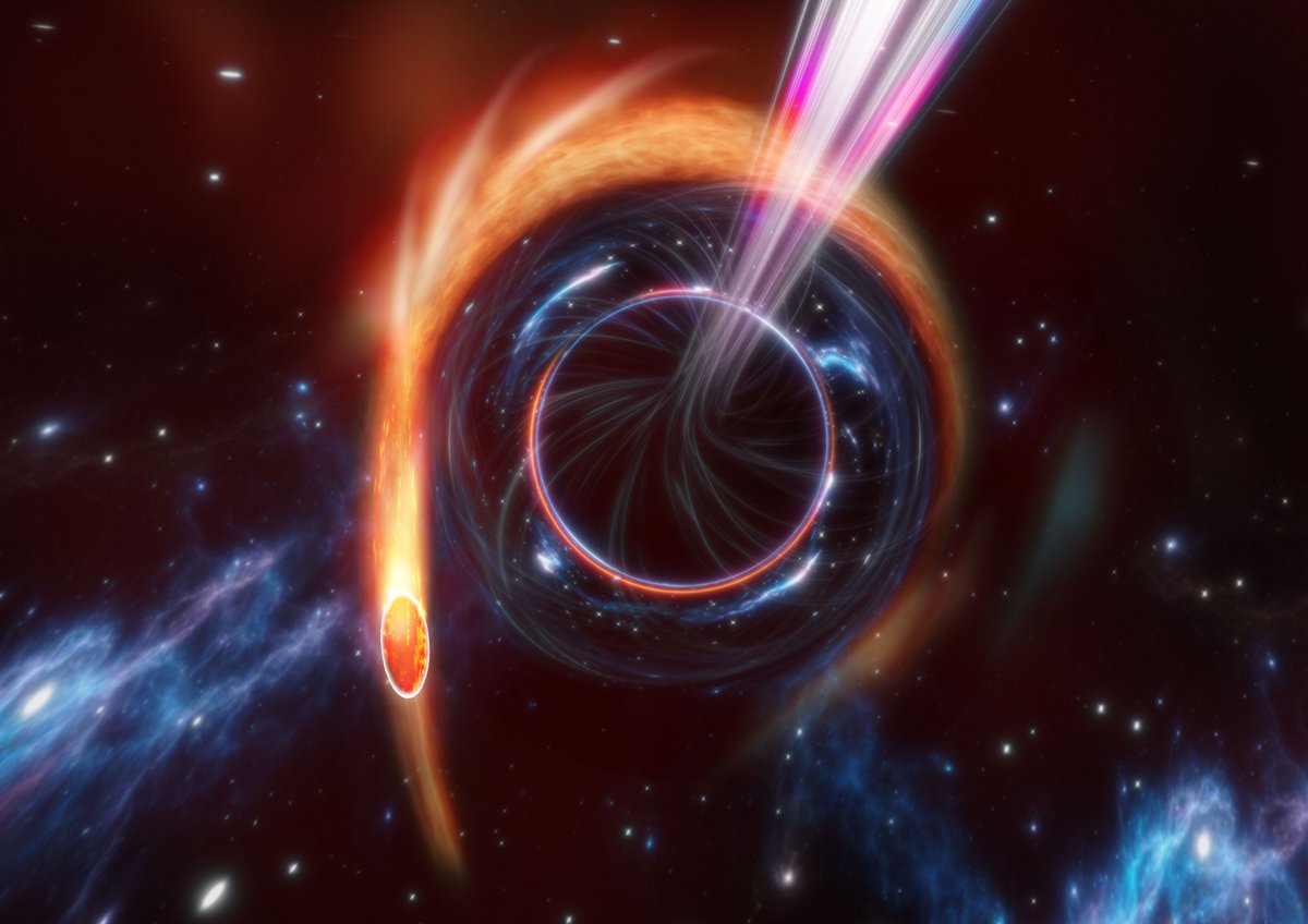 The ZTF collaboration has discovered a supermassive black hole feasting on a star, launching powerful jets. Multiple facilities observed AT2022cmc, a rare jetted-TDE, including several <a href="/maunakeaobs/">Maunakea Observatories</a>: <a href="/keckobservatory/">W. M. Keck Observatory</a> <a href="/GeminiObs/">Gemini Observatory</a> <a href="/eao_jcmt/">EAO</a> &amp; SMA. Details 👉 bit.ly/3VmUgB0