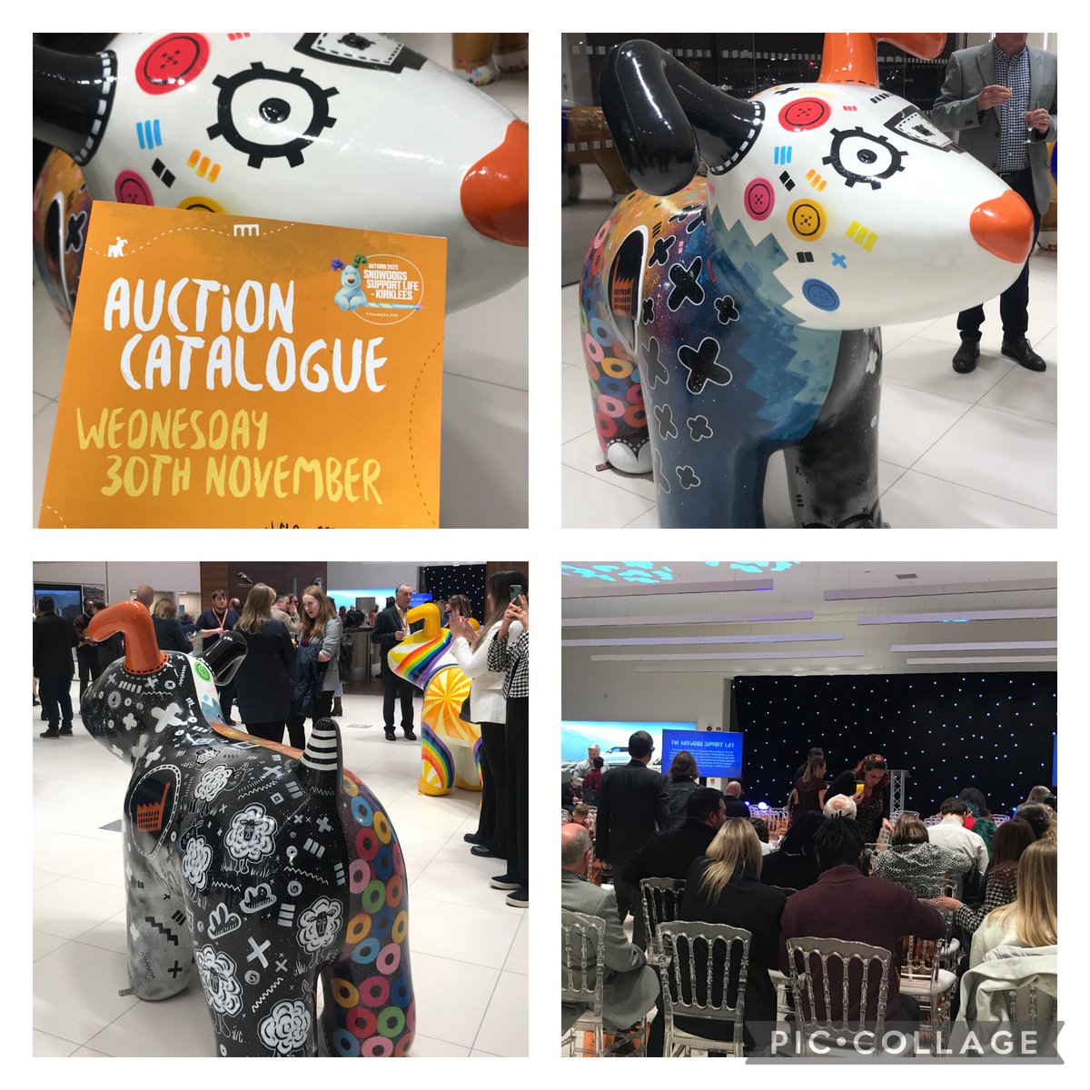 Exciting atmosphere at the <a href="/SnowdogKirklees/">Snowdogs Support Life, Kirklees</a> auction, tonight. Raising lots of money for <a href="/TheKirkwood_UK/">The Kirkwood</a> Our children have loved being part of the creative journey with <a href="/EMELBI_artist/">EMELBI</a> we’ll be sad to see the end of the trail <a href="/wildinart/">Wild in Art</a>