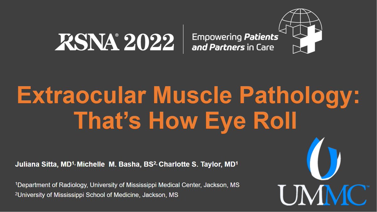 UMMC Department of Radiology (@ummcrads) on Twitter photo Check out another great <a href="/RSNA/">RSNA</a> education exhibit from our team! <a href="/CSTaylor/">Charlotte S. Taylor</a> <a href="/basha_michelle/">Michelle Basha</a>
"Extraocular Muscle Pathology: That's How Eye Roll" HNEE-48 Check out another great <a href="/RSNA/">RSNA</a> education exhibit from our team! <a href="/CSTaylor/">Charlotte S. Taylor</a> <a href="/basha_michelle/">Michelle Basha</a>
"Extraocular Muscle Pathology: That's How Eye Roll" HNEE-48