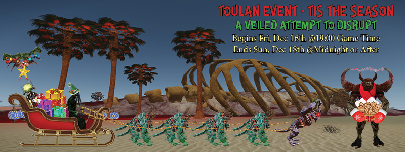 DarkMoonEnigma's tweet photo. https://t.co/clxnY4fwbV | Toulan Event | Dec 16-18 | Tis the Season, A Veiled Attempt to Disrupt ... info about our Christmas items is available in the event thread. | #PlanetToulan #Virtualsense #Monria #DSEC9 #EntropiaUniverse https://t.co/WMmXJSJNiz