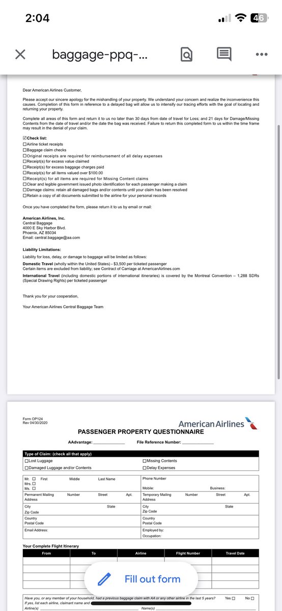 TheRealJamike's tweet photo. Please RT! My luggage was lost by @AmericanAir after returning to Dallas on Friday. When it was finally returned, the lock was gone and some things were missing. 

Now I’m being told that I won’t be reimbursed for not reporting within 24hrs when their official info says different https://t.co/ZVD5Abhek8