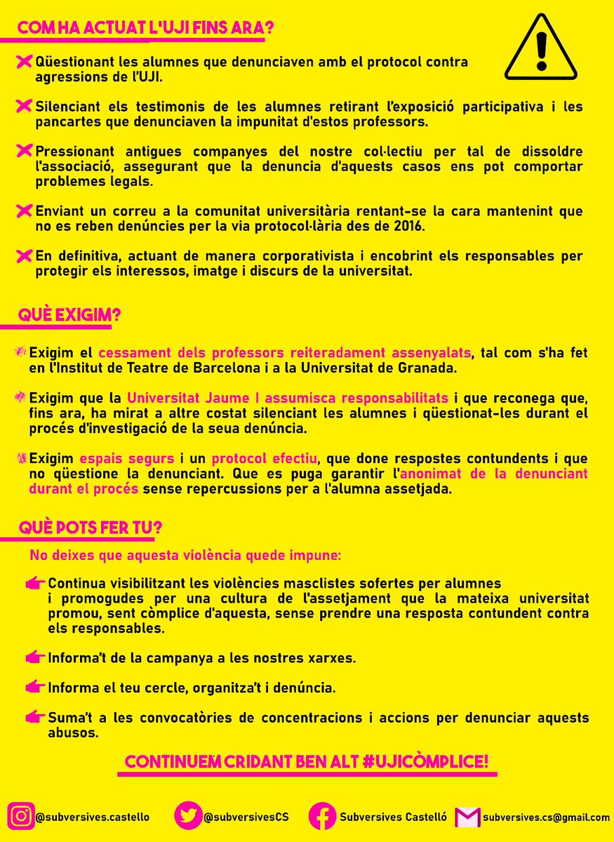 <a href="/ConsellUJI/">Consell UJI</a> Vos importa més que Espanya guanye el mundial que hi haja companyes agredides per professors a la vostra universitat #UJIcòmplice
