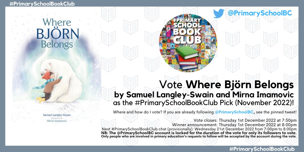 So flipping excited that Where Björn Belongs is up for #PrimarySchoolBookClub for November 2022! Please vote for us as this book is so special to me! Thanks @MrEPrimary and @OwletPress for the support 💙🐻‍❄️❄