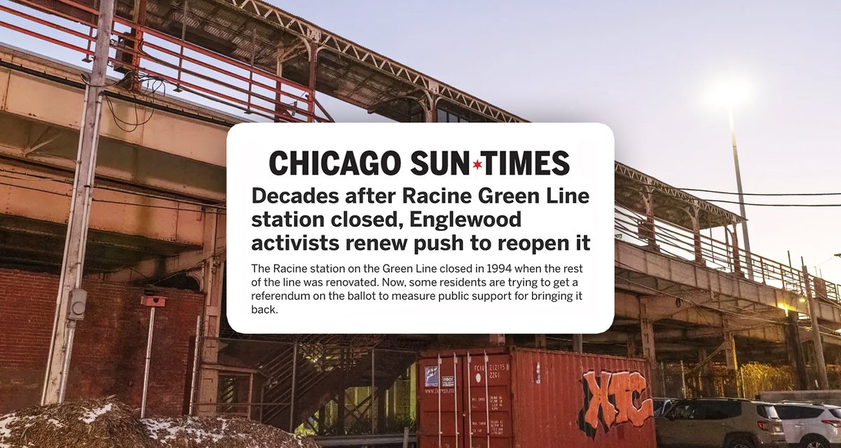 🚨BIG NEWS: This week we successfully submitted over 1,600 signatures calling for the reopening of the Racine Station in Englewood. We are now one step closer at Green Lighting the Green Line, as described in this amazing new feature by the <a href="/Suntimes/">Chicago Sun-Times</a>. chicago.suntimes.com/2022/11/24/234…