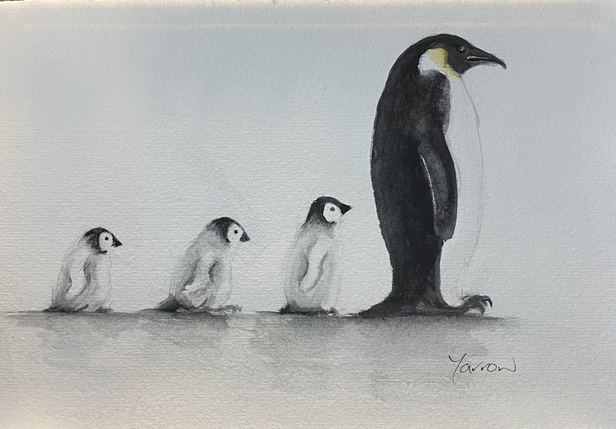 Are we nearly there yet? Almost! Just over three weeks to go to #Christmas. A small #watercolour #giftidea  of #penguins. #craftmarkets #handmade #madeinscotland #supportthemakers #shopscotland #MHHSBD #UkCraft #originalart #EarlyBiz