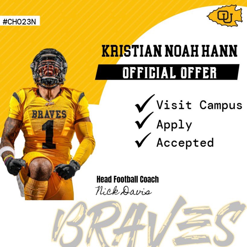 So excited to announce I’ve received my 3rd offer from <a href="/OttawaBravesFB/">Ottawa Braves Football</a>. Thank you so much <a href="/CoachHennes/">Tyler Hennes</a> for this opportunity!