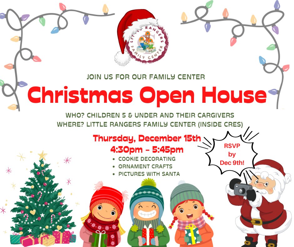We would like to welcome all families with children ages 0 - PreK to join us for our Family Center Open House on Thurs, Dec 15th from 4:30pm - 5:45pm. If you plan to join us, please RSVP by December 9th: 
 forms.gle/WBi3LH4XK6MxSM…
or Call Jenni Kannel: 218-545-8720