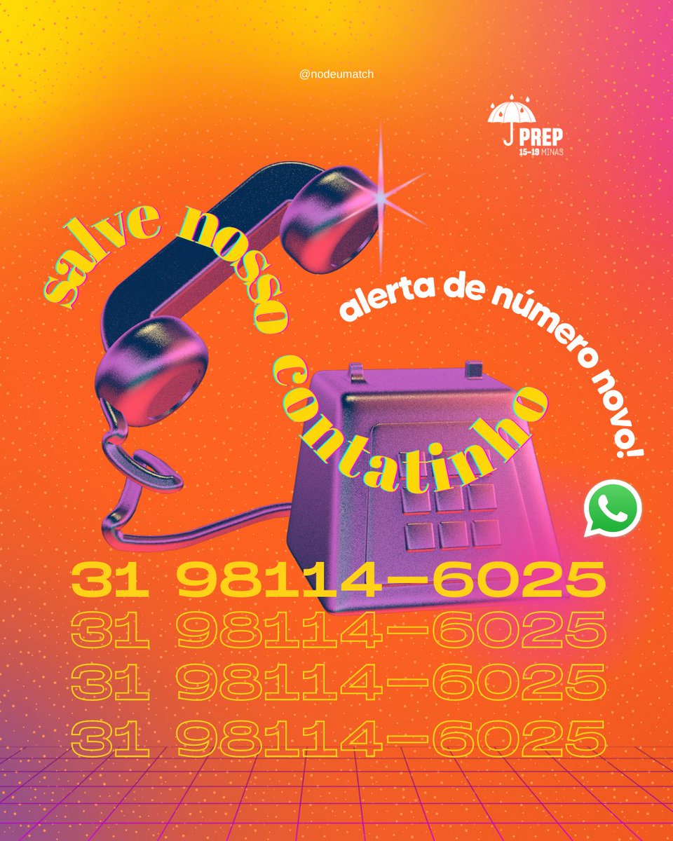 nodeumatch's tweet photo. A gente ta on e com número novoo!
Atenção ein! Atualiza nosso contatinho aí e pode vir de Zap que já estamos com saudade de conversar com você😉 https://t.co/9KWfIXun0g