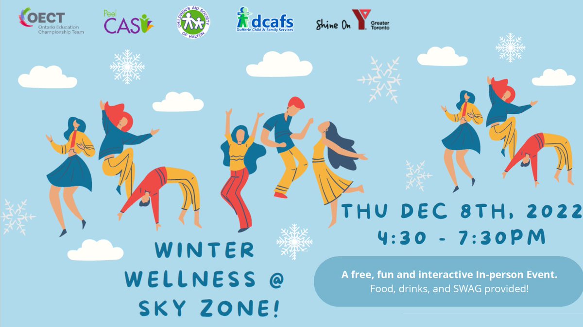 In partnership with <a href="/HaltonCas/">HaltonCAS</a> <a href="/DCAFS/">DCAFS</a> <a href="/YMCAGTA/">YMCA of Greater Toronto</a> &amp;  Ontario Education Championship Team, we are proud to present a Winter Wellness Event for current and former youth in care, join us on Dec 8 ☃️

▶️ow.ly/8sYF50LRIRl