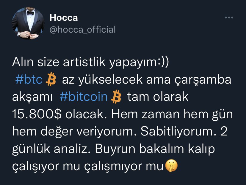 Bugün çarşamba akşamı ve bitcoin 17.000$. 
Bu herif ikinci cülcül vakası.. ⛱