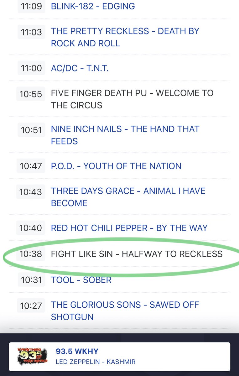 Big thanks to <a href="/935khy/">93-5 'KHY</a> for spinning our new single “Halfway To Reckless”! 🤘
