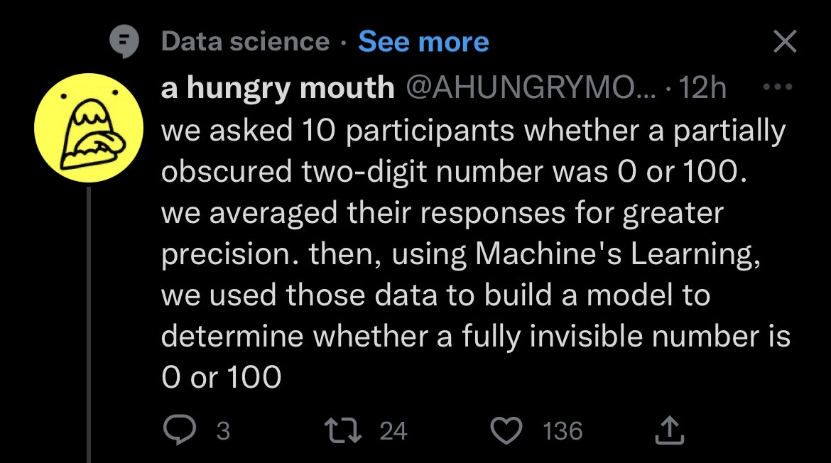 <a href="/AHUNGRYMOUTH/">a hungry mouth</a> Thank you Twitter I would love to see more data science facts like these