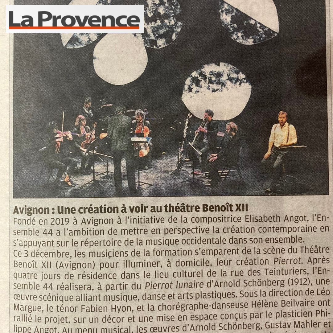 44_ensemble's tweet photo. On a parlé de "Pierrot" dans la presse aujourd'hui!
🗞️ dans le volume "sortir" de @laprovence @LPAvignon
🗞️ dans le magazine de la @VilleAvignon
📻 sur @RCFVAUCLUSE84 avec @Poulet_Celia
Réservez vite vos places pour le 3/12 
https://t.co/fKtngPDObB #avignon #concert #sortir https://t.co/J3Dp8T3gQU