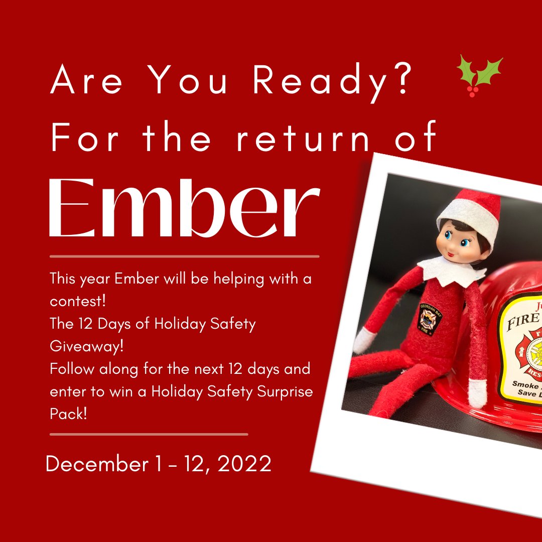 gbtownship's tweet image. #EmberTheElf Returns! They bring with them a fun game to play!
Join us starting December 1 - 12 for the 12 Days of Holiday Safety Giveaway!

For more information ow.ly/e0wB50LQrYk

#GeorgianBay #GBFire #EmberTheElf #12DaysHolidaySafety