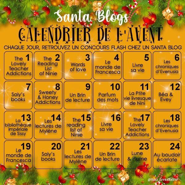 Francesca_fr's tweet photo. #SantaBlogs Ho Ho Ho !
Que serait un bon calendrier de l'avent sans des cases à ouvrir? Voici donc le programme des festivités et vous retrouverez le blog concerné par chaque case.
Alors prêt pour le jour J ? Avez vous hâte?
Que la magie commence ! https://t.co/WARHlno1Cg