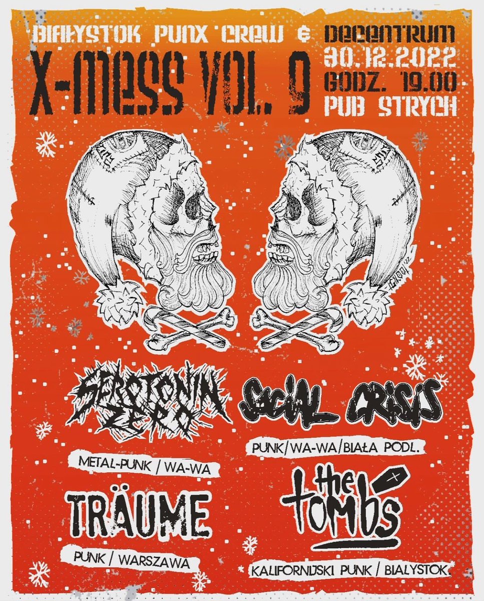 FedericoDotOrg's tweet photo. Białystok, Poland
#livemusic #gigposter #upcominggig #musicposter #music #poster #livemusiccBiałystok #livemusicpoland #poland #Białystok #punk #livepunk #socialcrisis #serotoninzero #thetombs #traume #xmess #xmessvol9 https://t.co/tpbbnXux6L