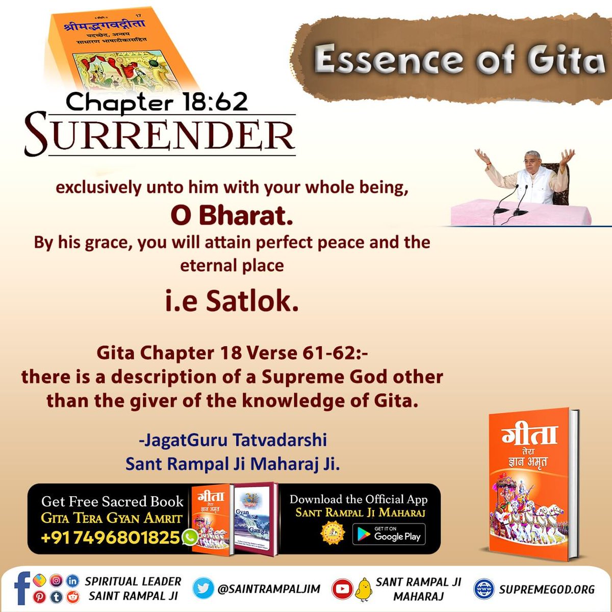 Monika_Yadav__'s tweet photo. #यथार्थ_KnowledgeOfGita
Geeta clearly instructs us to go into the refuge of some other God who is referred in it as Tat Brahm. https://t.co/tIczHMsh3f