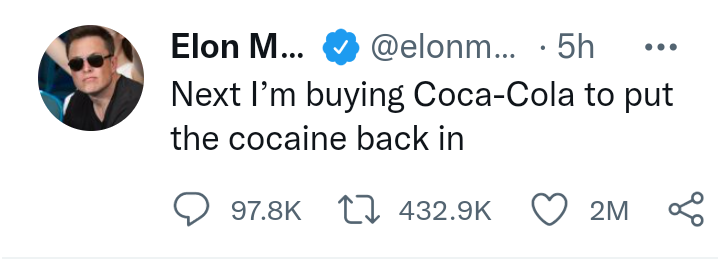 The original!
I need my element, the 'cane,  not that low calorie shit!💀
#ElonMusk
#CocaCola 
#FoosGoneWild

While he's at it . . . why not bring #HooDSiTe back?💀