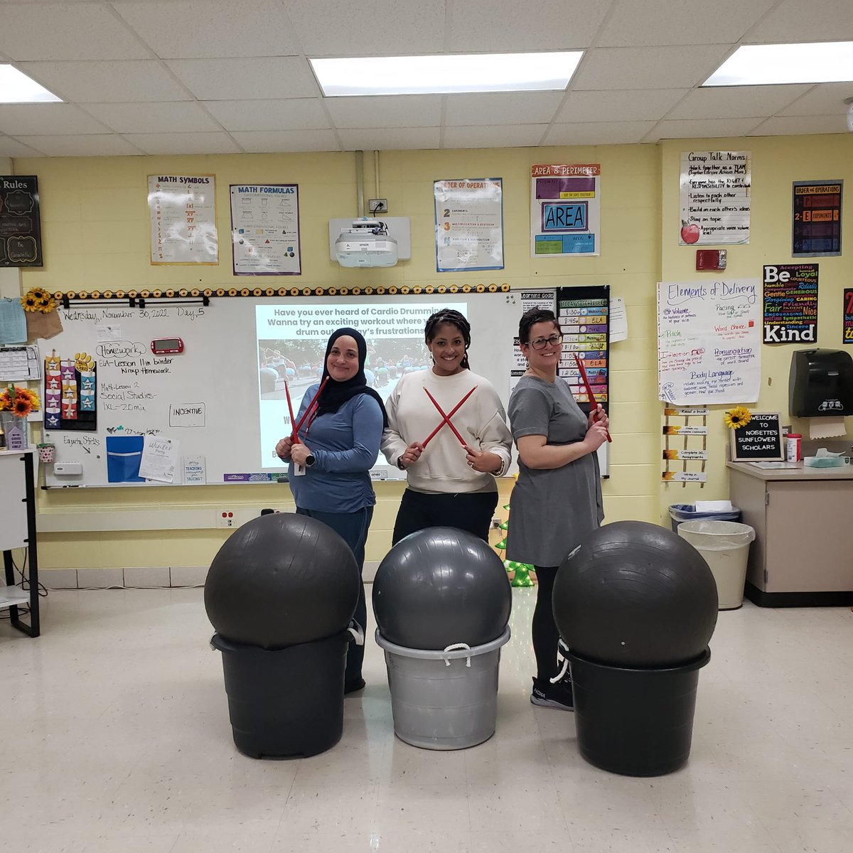 Cardio drumming class after school with our very own.  #wellness #d123han #d123
