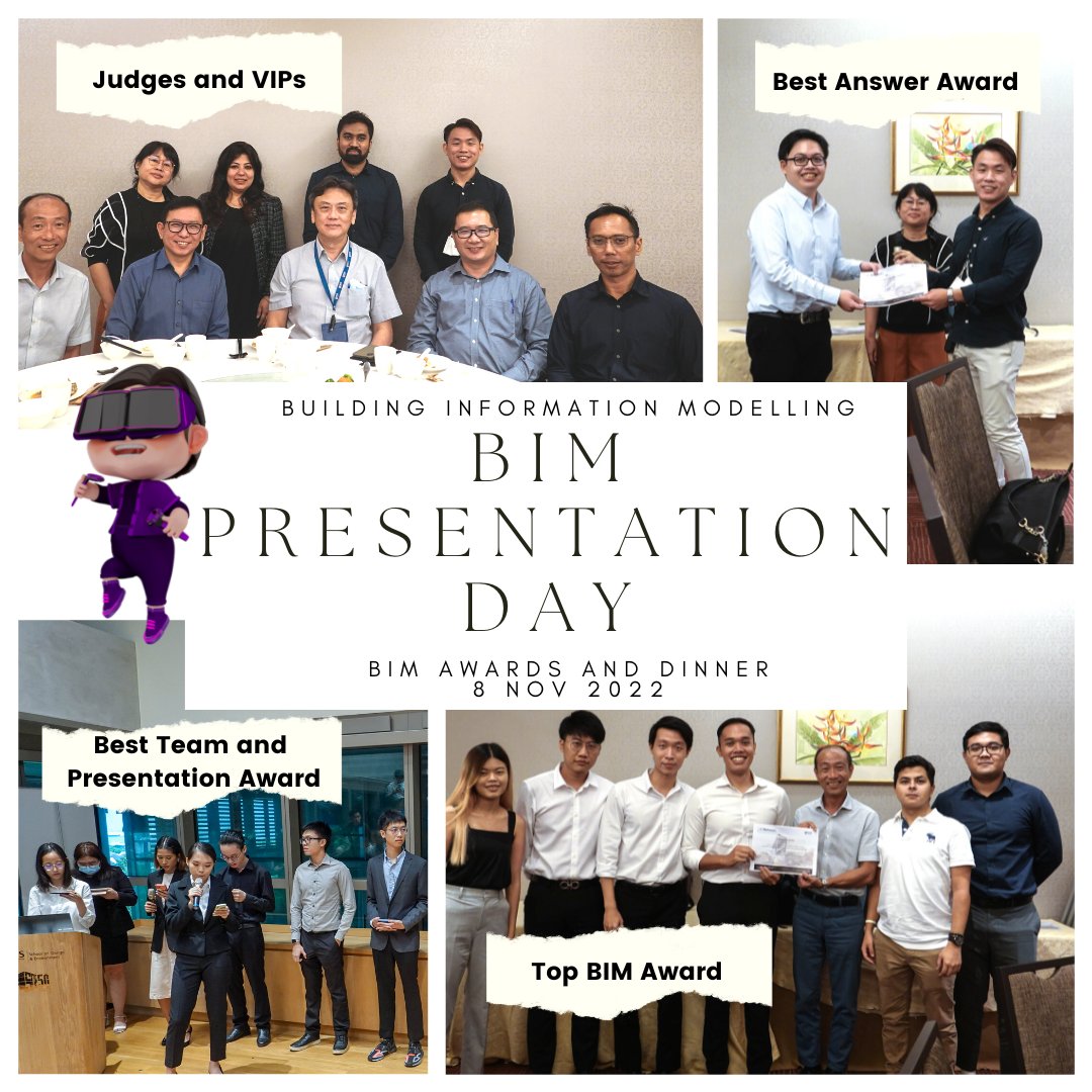 On 8 Nov 2022, DBE held the Building Information Modelling (BIM) Presentation Day, accompanied by the BIM Awards Ceremony and Gala Dinner at NUS Guild House Scholar Restaurant.  

More here:
shorturl.at/jEMP1

#NUS #CDE #DBE #BuiltEnvironment #BIM #Awards #Modelling #IPM