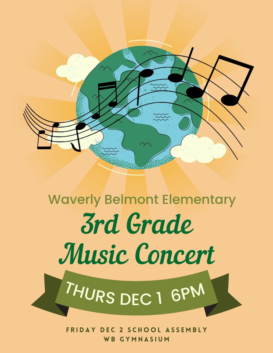 School concerts are back this year! Join us in celebrating music &amp; dance from around the world led by the WB 3rd Graders. Dec 1 at 6pm for all &amp; Dec 2 during school for WB students and staff. WB Gymnasium. See you there! #musicmatters
