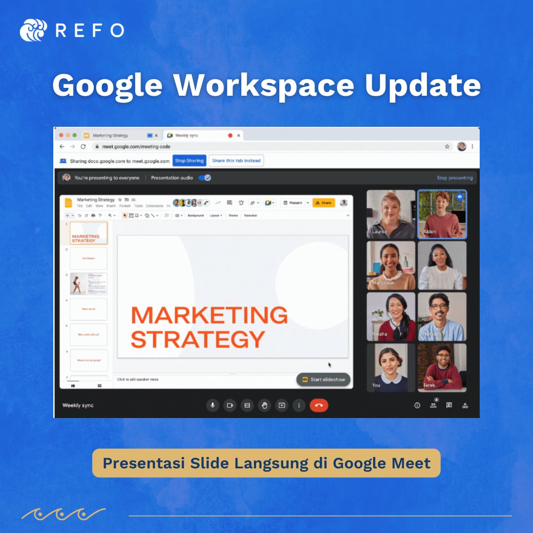 Akhirnya yang ditunggu-tunggu di #GoogleWorkspace nih hadir juga! 🤩

✨ Update: Presentasi Slide Langsung di #GoogleMeet
🚀 Rollout: Mulai 20 Oktober 2022
✅ Edisi: Teaching and Learning, Education Plus

 Sudah cobain fiturnya belum nih?

#KabarGoogle #BersamaREFO #GoogleEDU